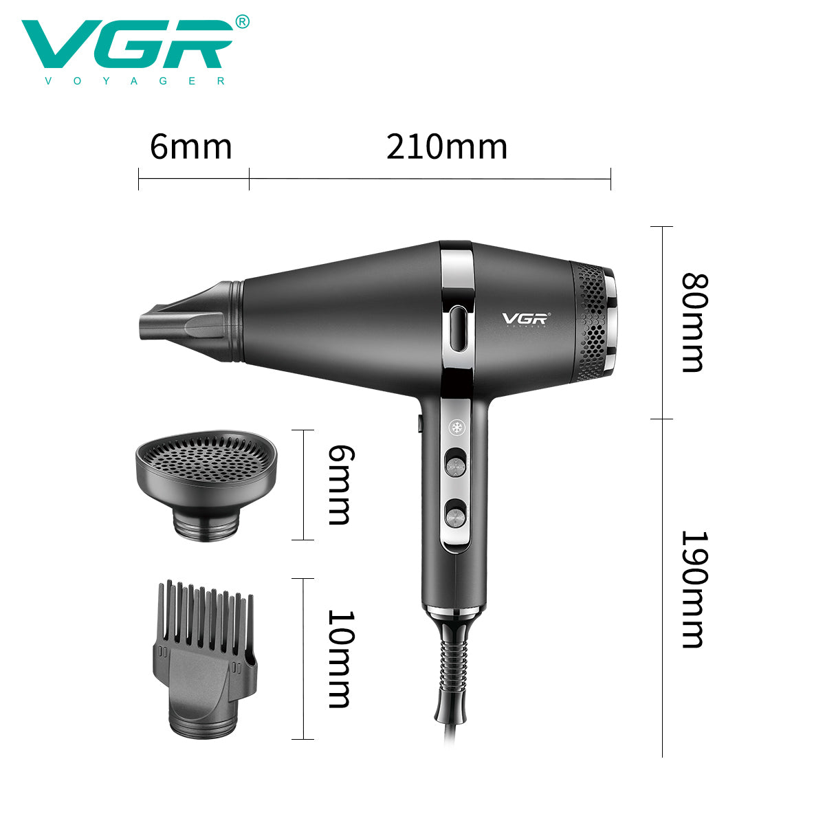 VGR V-451 – Asciugacapelli Professionale 1800-2200W
