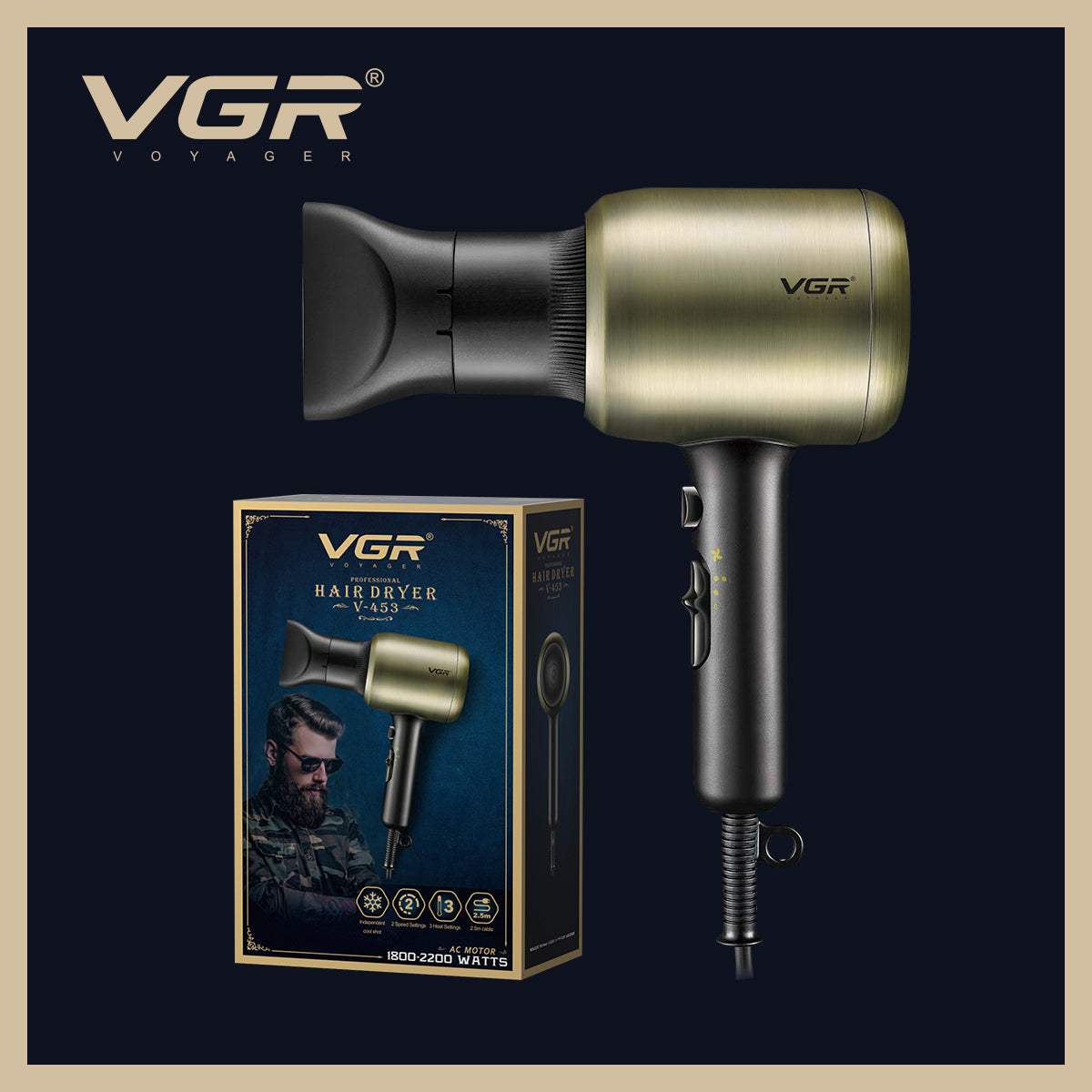 VGR V-453 – Asciugacapelli Professionale 1800-2200W