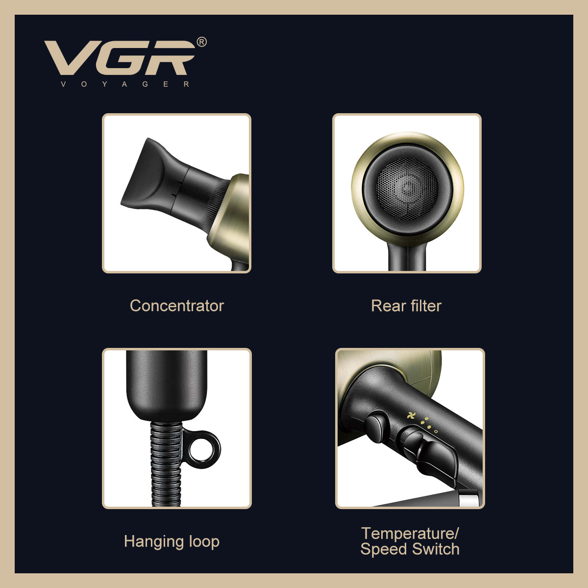 VGR V-453 – Asciugacapelli Professionale 1800-2200W
