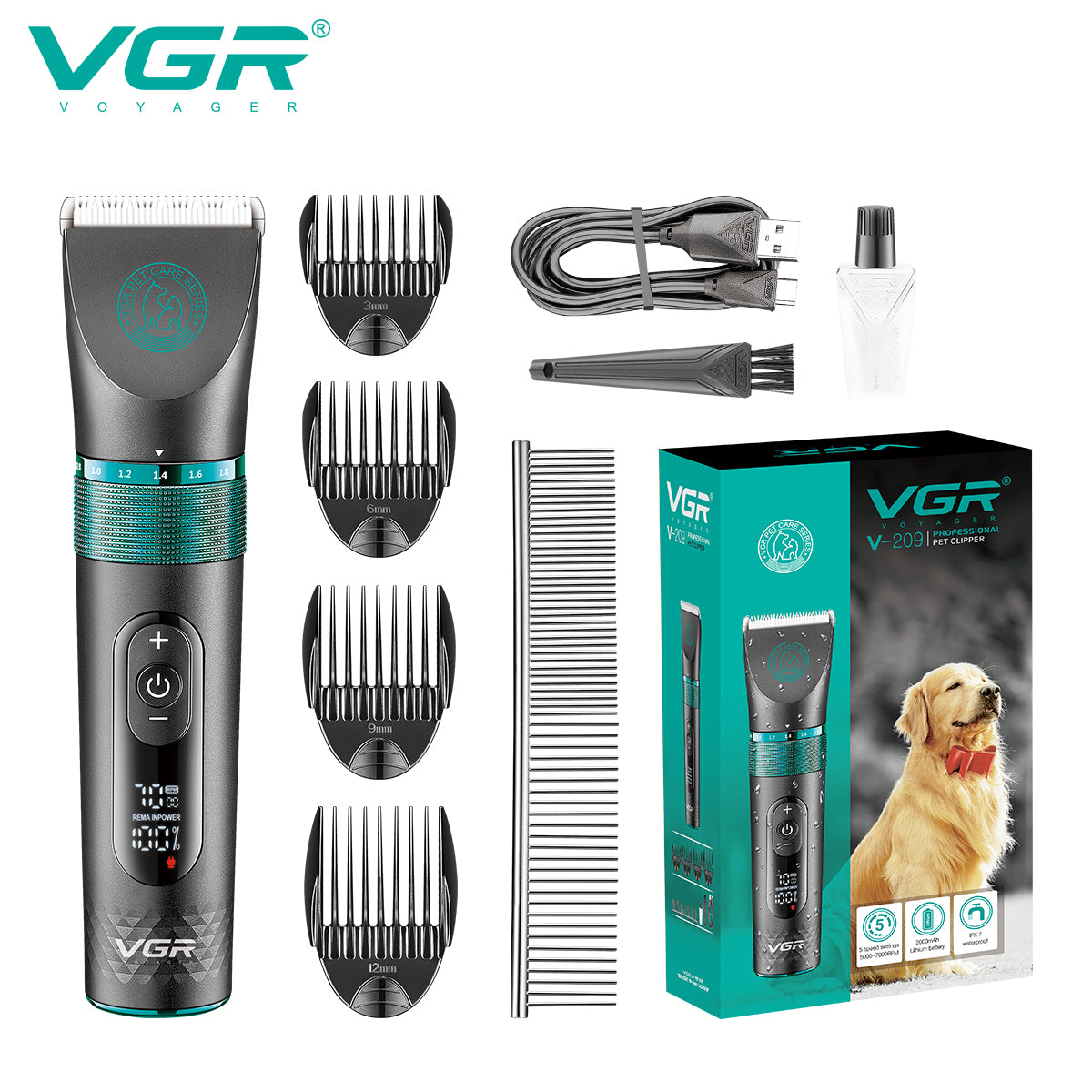 VGR V-209 – Tagliacapelli Professionale per Animali con Display Digitale