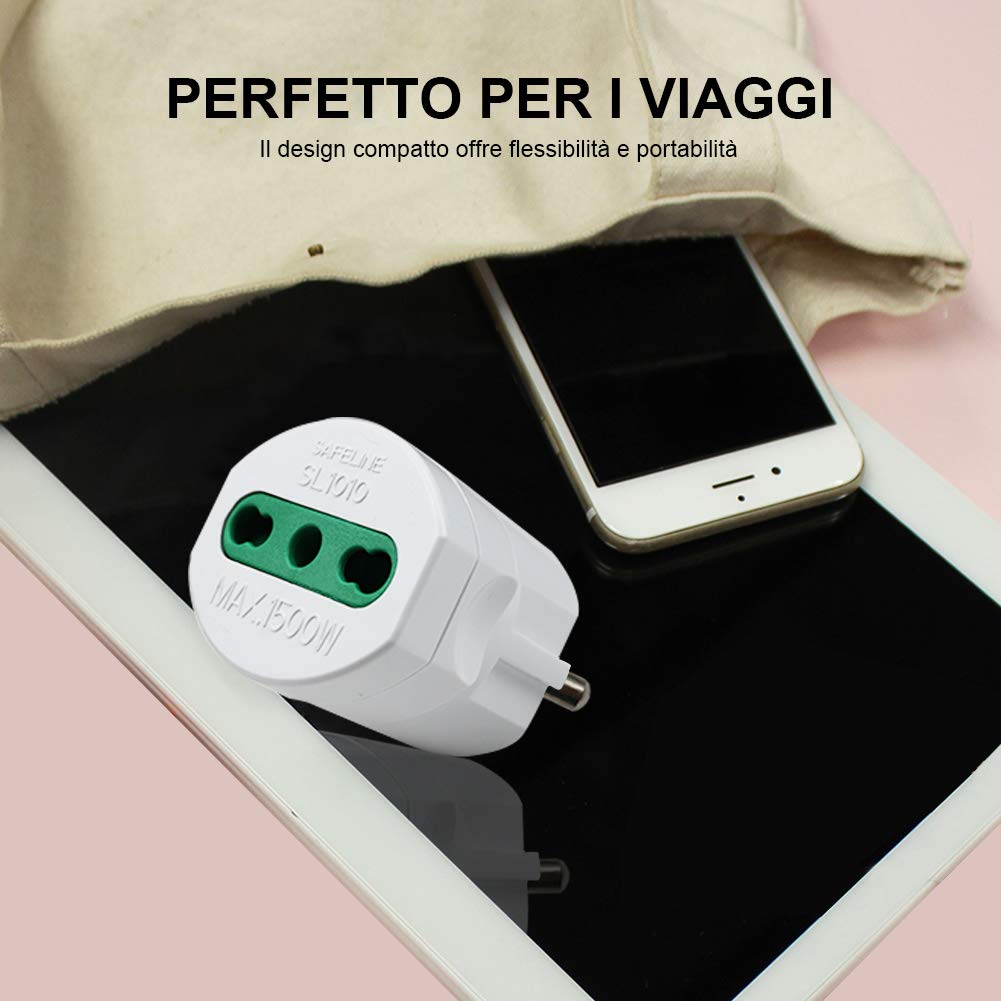 EXTRASTAR Adattatori presa italiana (10/16A) spina schuko per i viaggi in Germania, Spagna, Portogallo, Austria, Grecia, Turchia