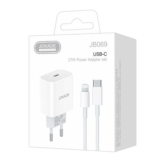 Caricabatterie con cavo USB tipo C / Lightning ricarica rapida 3A 27W bianco