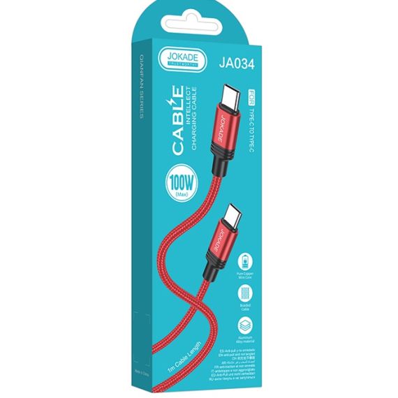 Cavo per ricarica e sincronizzazione USB type C 1m 5A rosso JA034