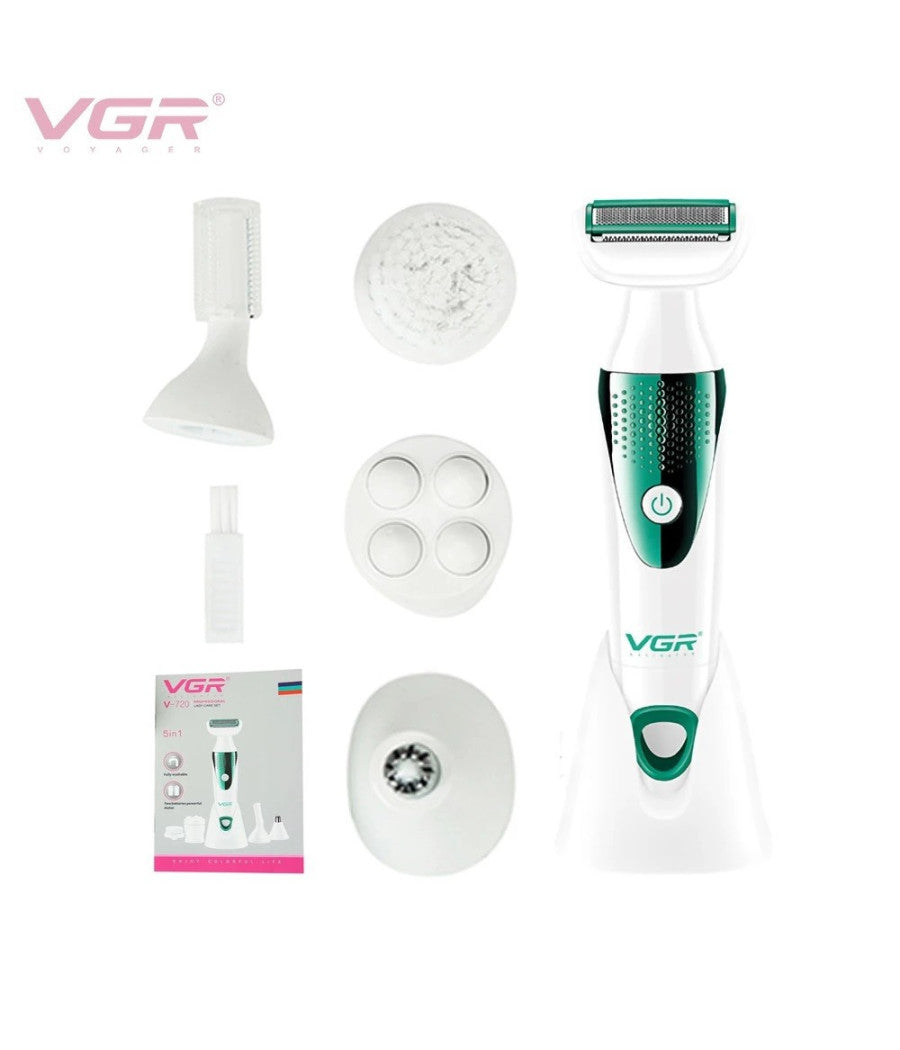 DEPILATORE 5IN1 EPILATORE ELETTRICO DONNA BATTERIA TESTINE INTERCAMBIABILI V-720