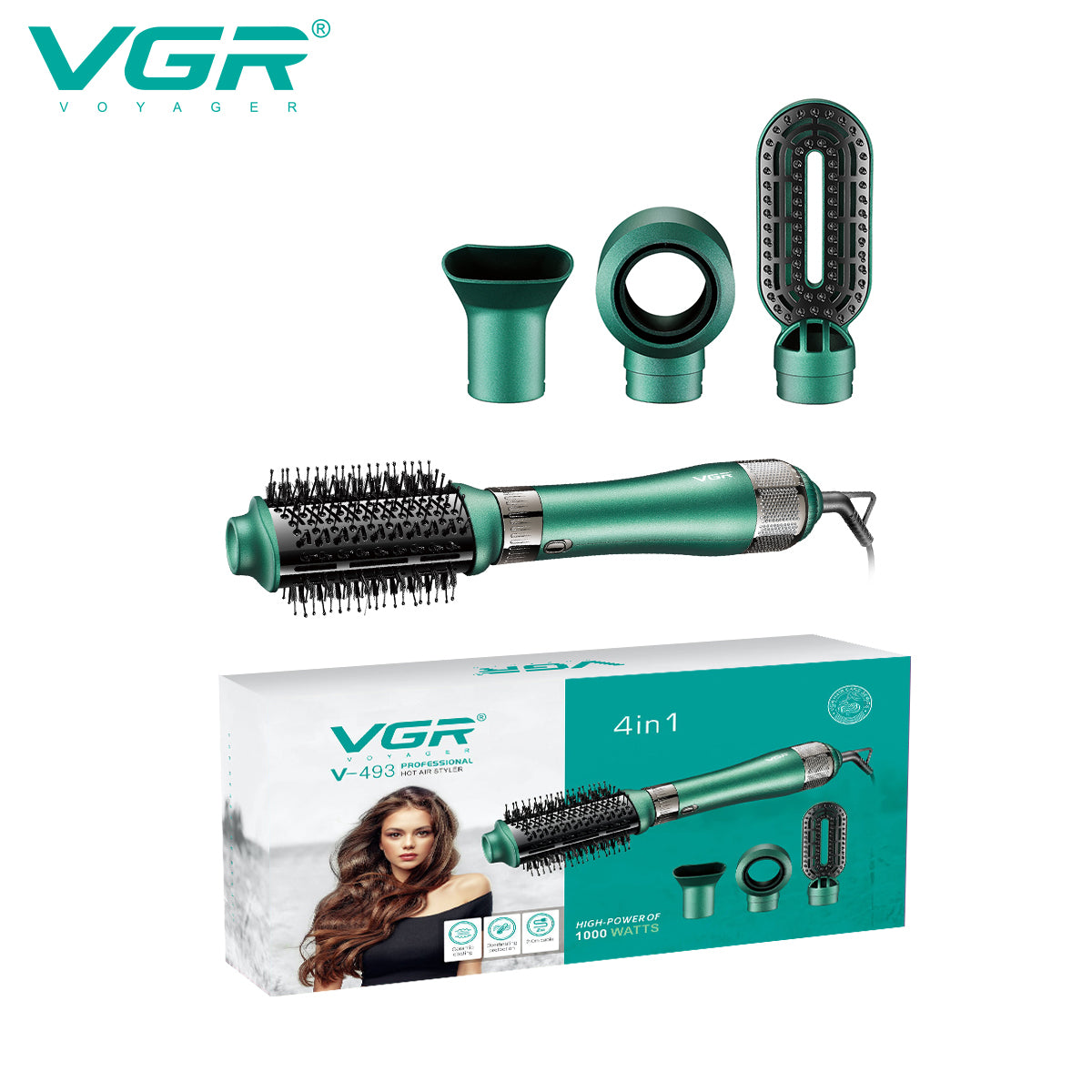 VGR V-493 – Styler ad Aria Calda 4 in 1 con Tecnologia Ionica