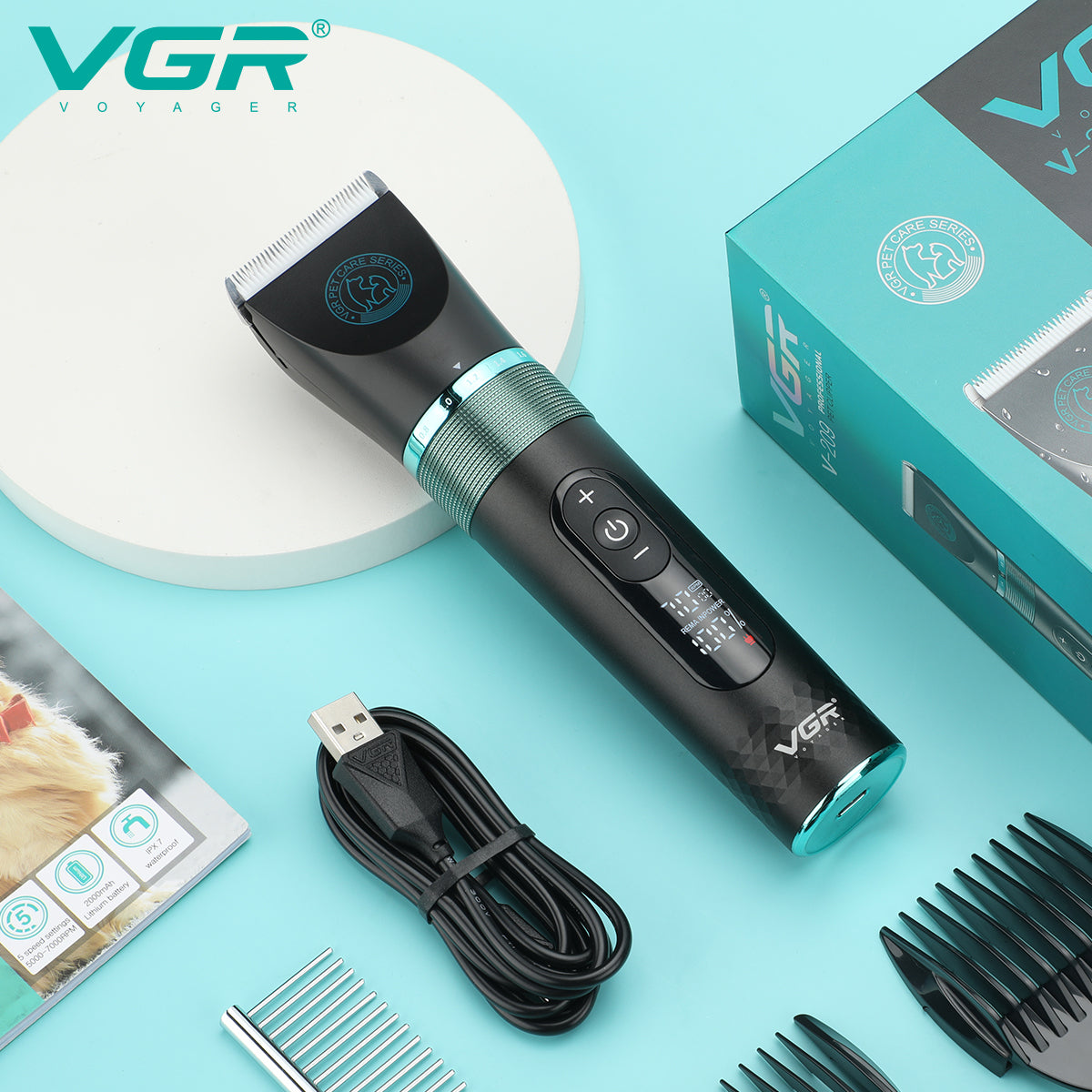 VGR V-209 – Tagliacapelli Professionale per Animali con Display Digitale
