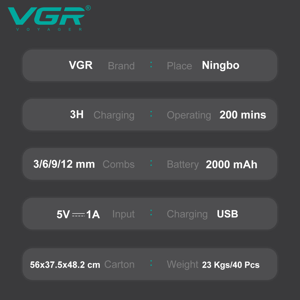 VGR V-209 – Tagliacapelli Professionale per Animali con Display Digitale