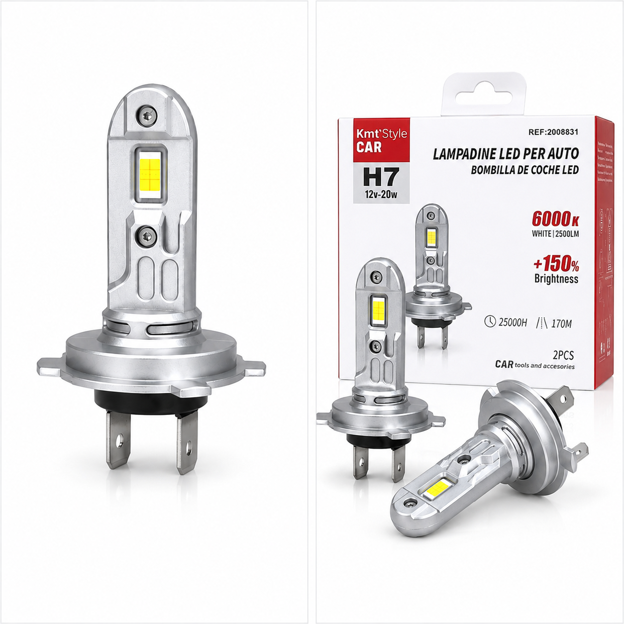 Lampadine LED auto H7 12V，Fari LED H7，Lampadine H7 LED，Kit lampade LED H7，Lampadine bianche 6000K H7