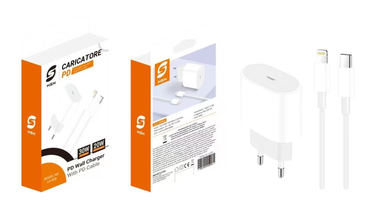 Alimentatore caricabatterie USB type C/Lightning 5V-3A/12V-1.67A PD20W