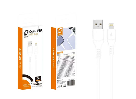 Cavo per ricarica e sincronizzazione bianco 1m 5A USB Lightning