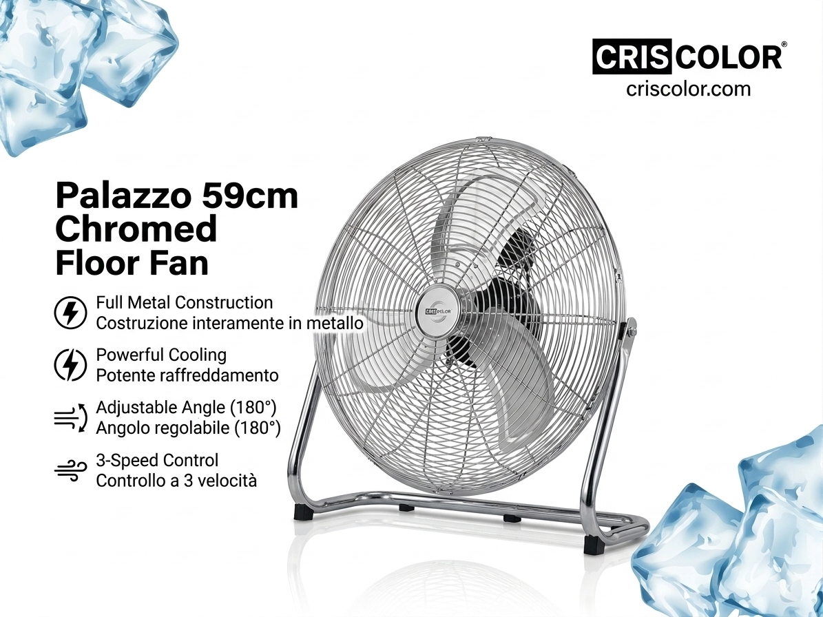 Ventilatore da pavimento Circolatore d'aria portatile 100W 59cm 23polici 3 impostazioni di velocità
