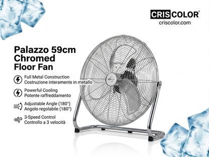 Ventilatore da pavimento Circolatore d'aria portatile 100W 59cm 23polici 3 impostazioni di velocità