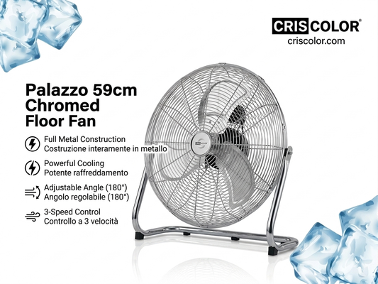 Ventilatore da pavimento Circolatore d'aria portatile 100W 59cm 23polici 3 impostazioni di velocità