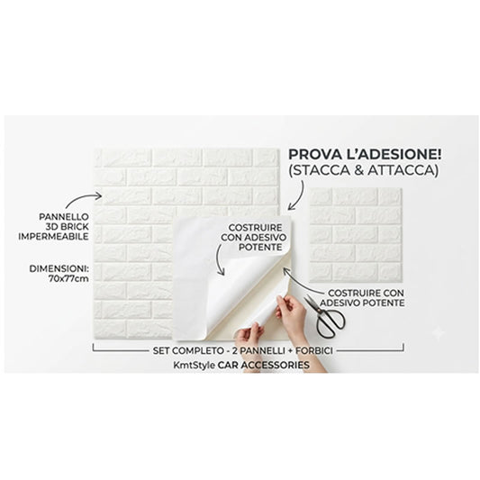 10PZ Carta da Parati 3D Autoadesiva Effetto Mattone 70x77cm, Impermeabile e Antiumidità, Facile da Applicare per Pareti