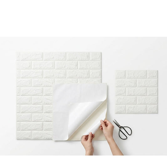 10PZ Carta da Parati 3D Autoadesiva Effetto Mattone 70x77cm, Impermeabile e Antiumidità, Facile da Applicare per Pareti