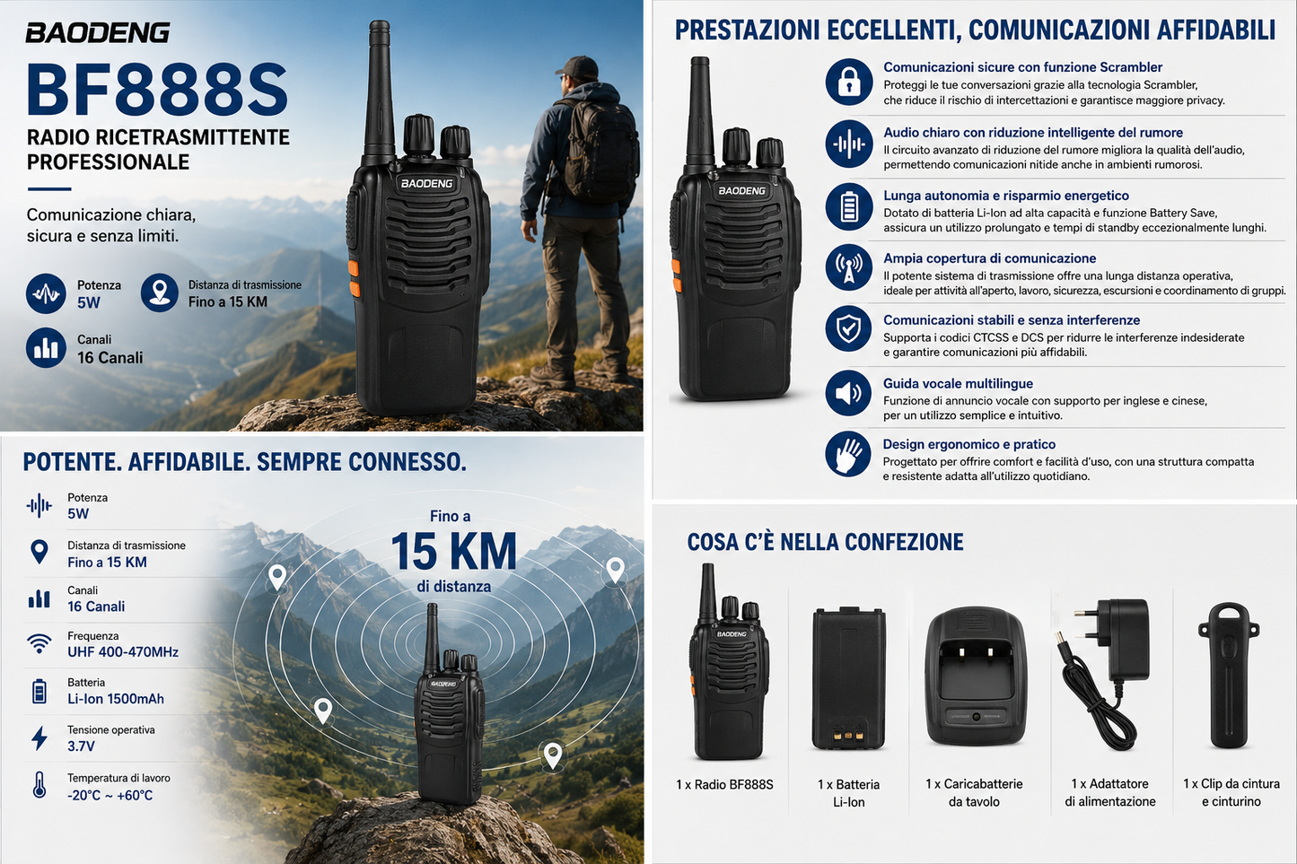 BAOFENG BF-888S walkie-talkie,portabile due via radio
