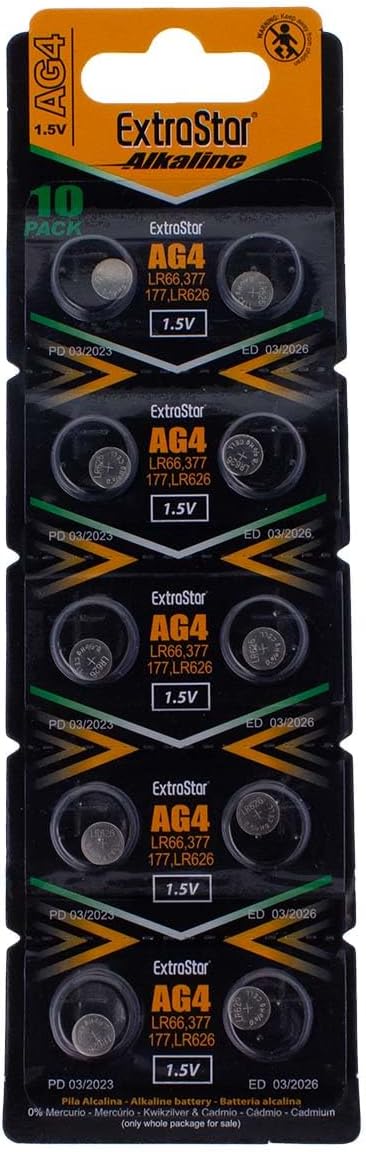 Batterie a Bottone al Litio AG4 1.5V, AG4,LR626, LR66, 177, GP77A, 377, SR626W, ST626SW