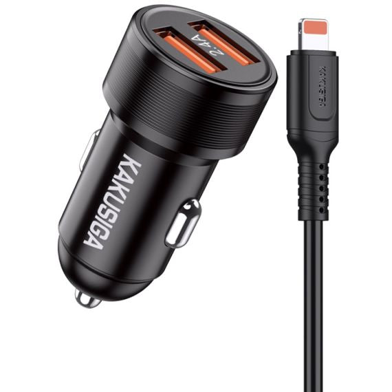 Caricabatterie da auto ricarica rapida 2xUSB 5V 2.4A con cavo Lightning KSC-860