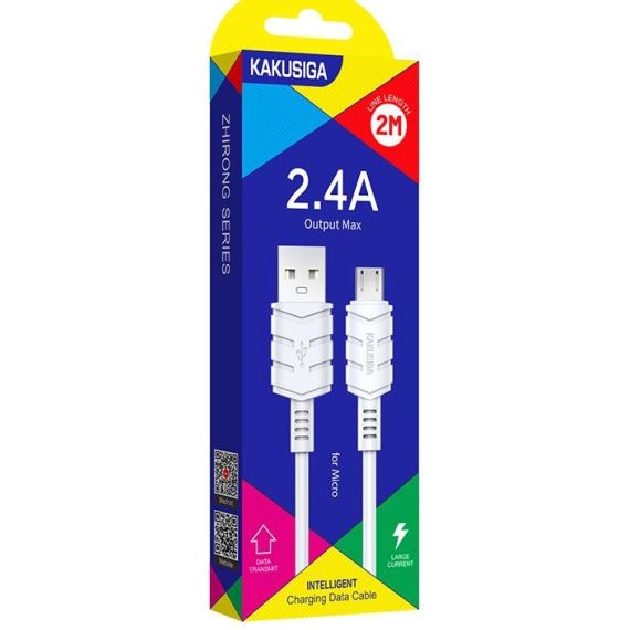 Cavo per ricarica e sincronizzazione microUSB 2m 2.4A bianco KSC-716