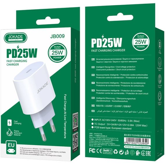 Caricabatterie USB Type C 2A PD25W bianco JB009