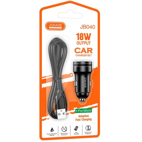 Caricabatterie per smartphone per auto microUSB 3A 18W JH040