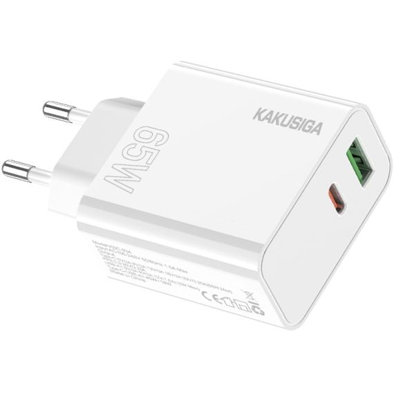 Alimentatore caricabatterie doppia porta USB/type C 3.25A 65W KSC-934