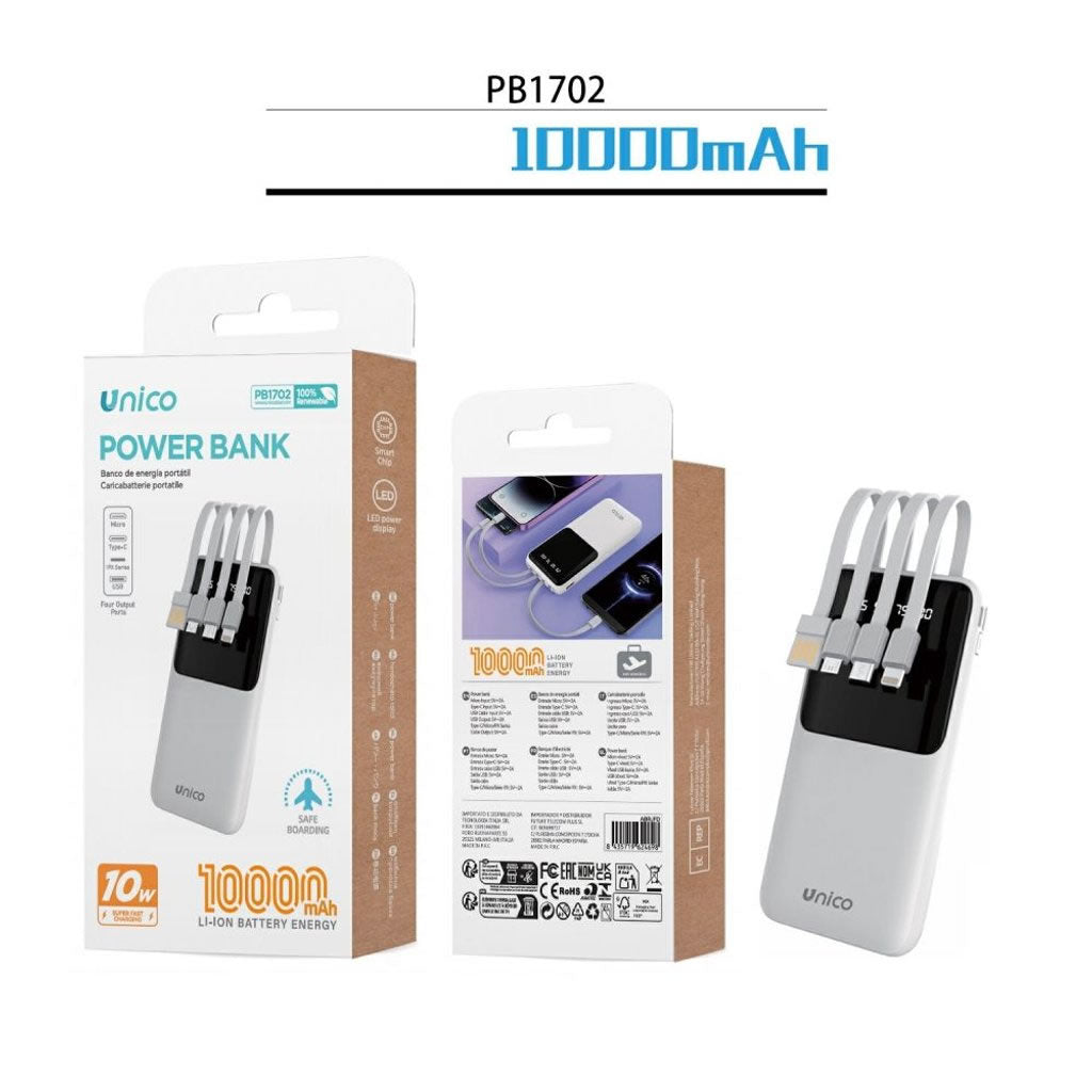 PB1702 Power Bank 10000mAh con Display LED Versatile e Compatibile con Smartphon