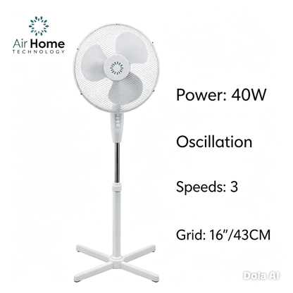 ventilatore a piantana 43 cm / 16 pollici ventilatore silenzioso casa