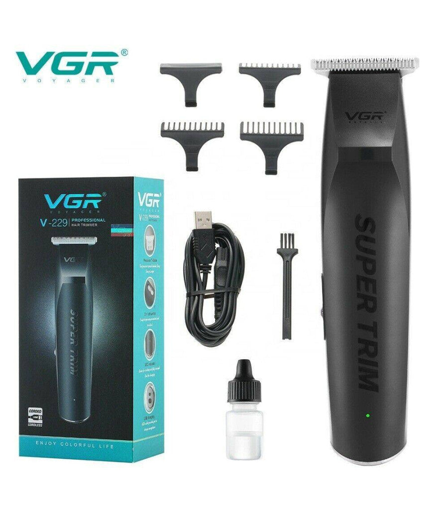 TRIMMER REGOLABARBA ELETTRICO PROFESSIONALE RICARICABILE VGR V-229 SENZA FILI