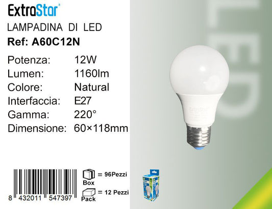 LAMPADINA LED E27 12W 1160LM 4200K