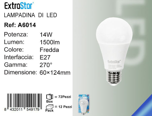 LAMPADINA LED E27 14W 1500LM LUCE FREDDA