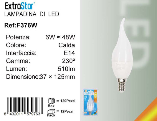 LAMPADINA LED E14 6W 510LM 3000K