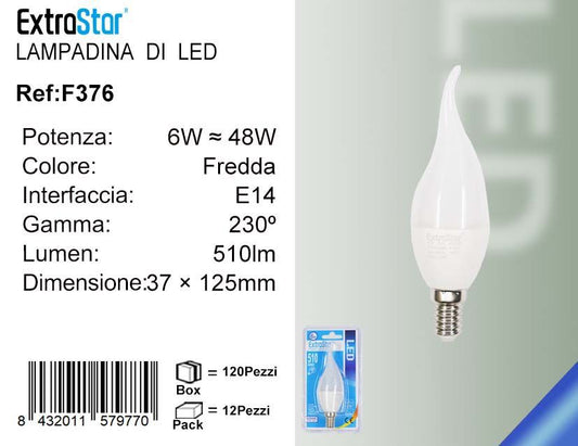 LAMPADINA LED E14 6W 510LM 6500K