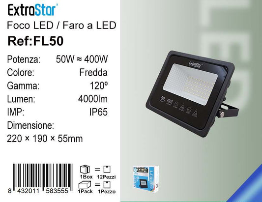 FARO A LED 50W 4000LM 6500K