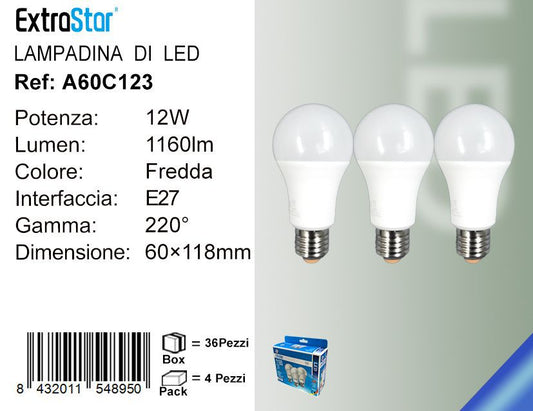 LAMPADINA LED E27 12W 1160LM 3000K  3PZ