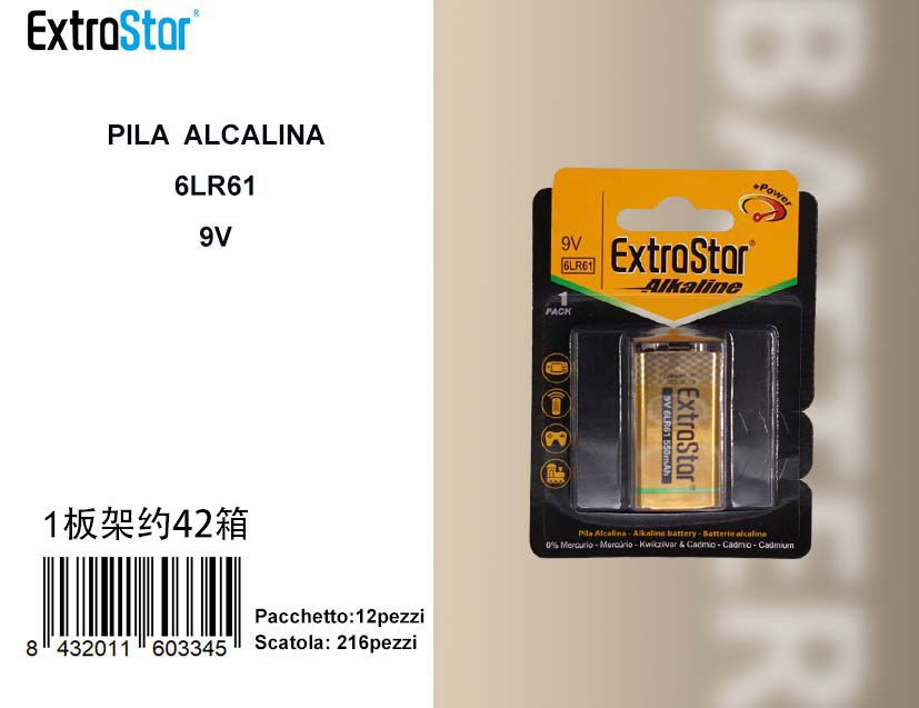 PILA ALCALINA 9V BLISTER 1UN  QTA/216